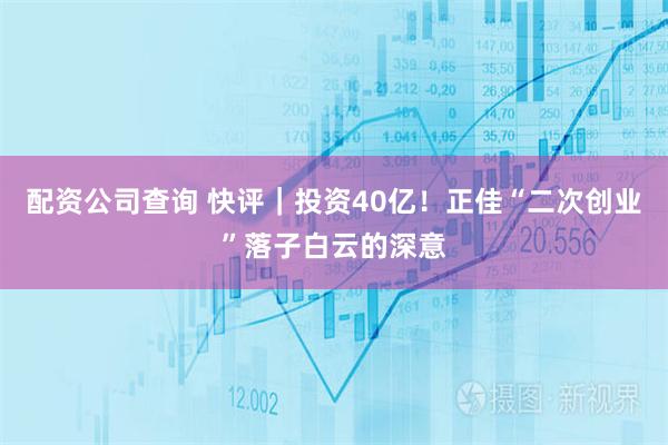 配资公司查询 快评｜投资40亿！正佳“二次创业”落子白云的深意